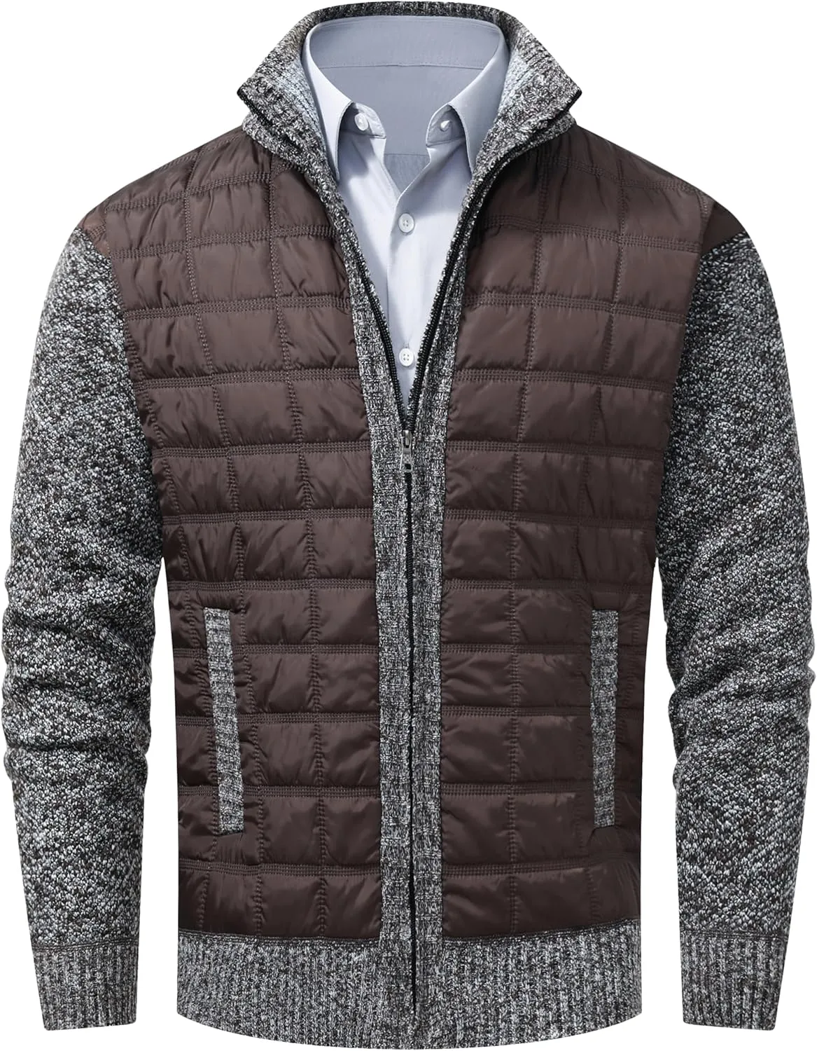 VtuAOL Men's Cardigan Sweaters Casual Full Zip Sweaters Knitted Cardigan with Pockets