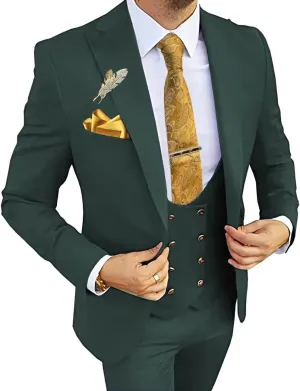 Wangyue 3 Piece Men's Suits Slim Fit Suits for Men Double Breasted Suit Men Wedding Prom Party Suits Blazer Vest Pants Suits