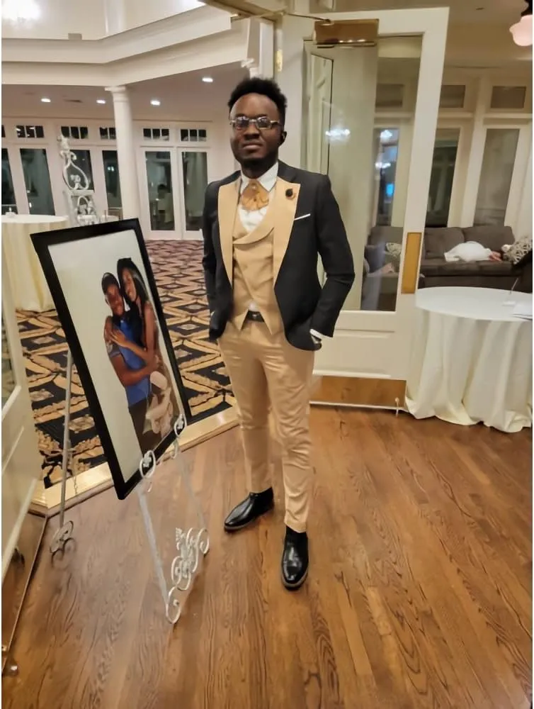 Wangyue Mens Suits Fashion Suits Slim Fit 3 Piece Blazer Vest Pants Wedding Prom Suits Set
