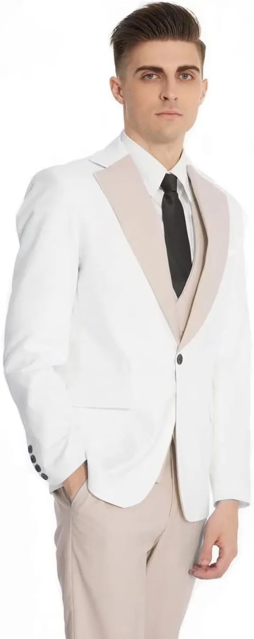 Wangyue Mens Suits Fashion Suits Slim Fit 3 Piece Blazer Vest Pants Wedding Prom Suits Set