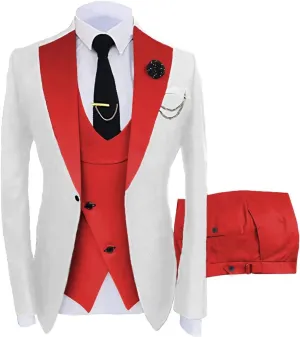Wangyue Mens Suits Fashion Suits Slim Fit 3 Piece Blazer Vest Pants Wedding Prom Suits Set