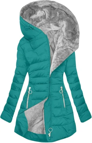 Warm Jacket Size Winter Coat Lapel Collar Long Sleeve Jacket Vintage Thicken Coat Womens 2024 Winter Zip Puffer