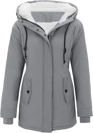 Winter Coats for Women 2024 Long Sleeve Button Down Outdoor Hooded Jacket Sherpa Lined Fuzzy Fleece Comfy Jackets
