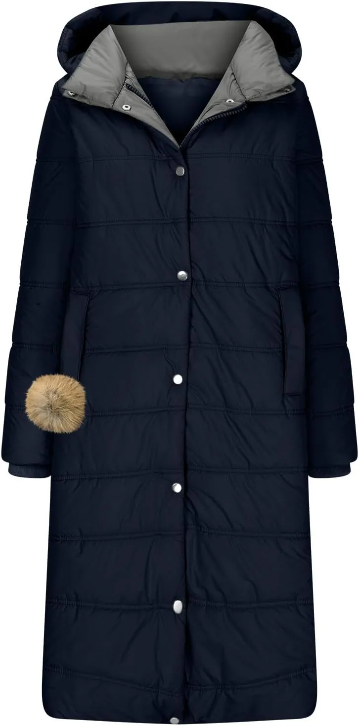 Winter Coats for Women Long Puffer Jackets Thicken Parka Warm Quilted Jacket Padded Coat Outwear with Removable Hood
