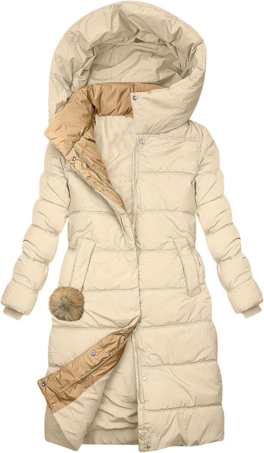 Winter Coats for Women Long Puffer Jackets Thicken Parka Warm Quilted Jacket Padded Coat Outwear with Removable Hood