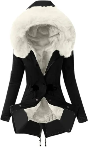 Winter Coats for Women Long Winter Down Coat Thicken Fleece Lined Parka Faux Fur Jacket Button Down Coat Outwear