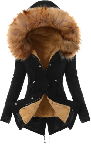 Winter Coats for Women Long Winter Down Coat Thicken Fleece Lined Parka Faux Fur Jacket Button Down Coat Outwear