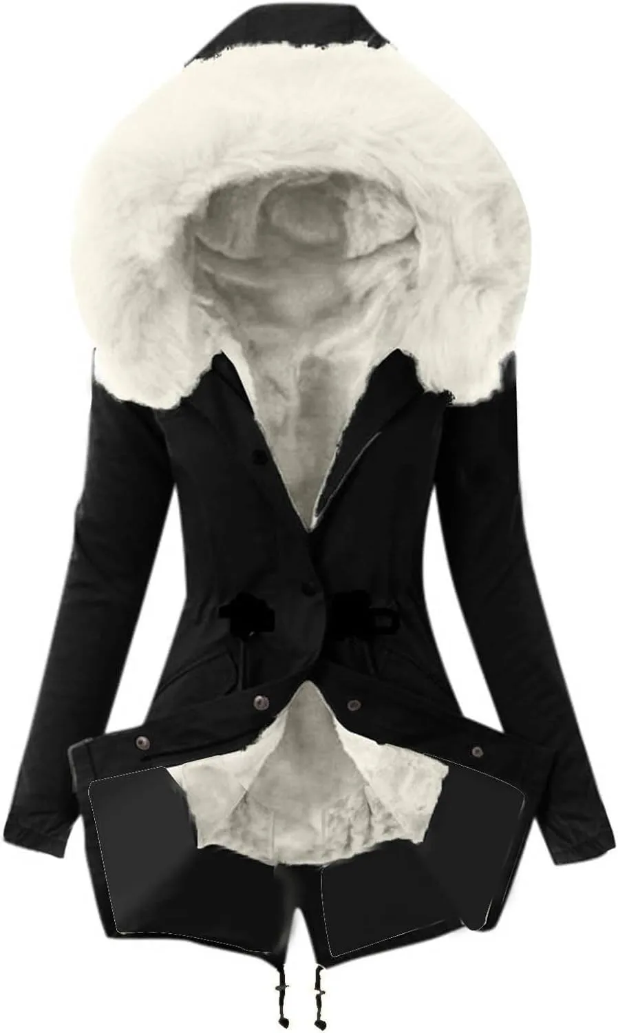 Winter Coats for Women Long Winter Down Coat Thicken Fleece Lined Parka Faux Fur Jacket Button Down Coat Outwear