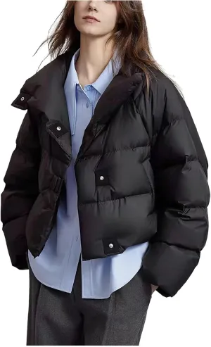 Winter Coats for Women Trendy 2024 Long Sleeve Puffer Jacket with Pockets Baggy Short Down Coats Zipper Jackets