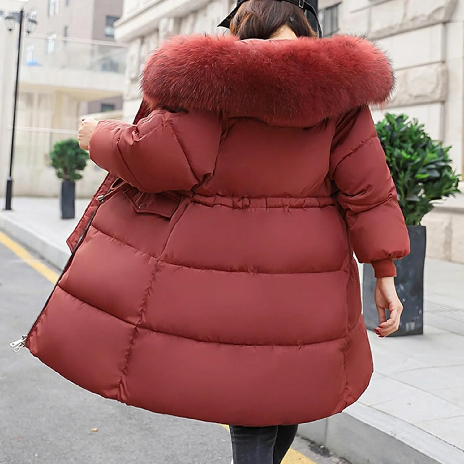 Winter Coats for Women Winter Thicken Warm Parka Coats Windproof Long Thicken Puffer Jacket Coats with Faux Fur Hood