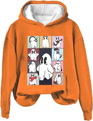 Witch Graphic Print Halloween Hoodies for Women Oversized Ghost Graphic Oversized Long Sleeve Sweatshirts 2042Trendy Athletic Casual Top Placed My Account