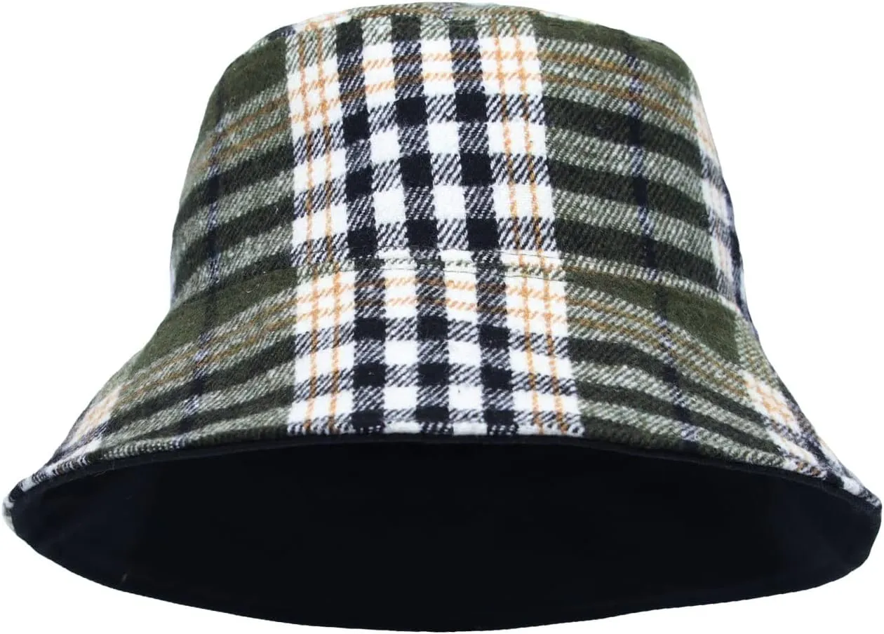 WITHMOONS Cotton Plaid Bucket Hat Reversible Winter Check Cap HMB1380