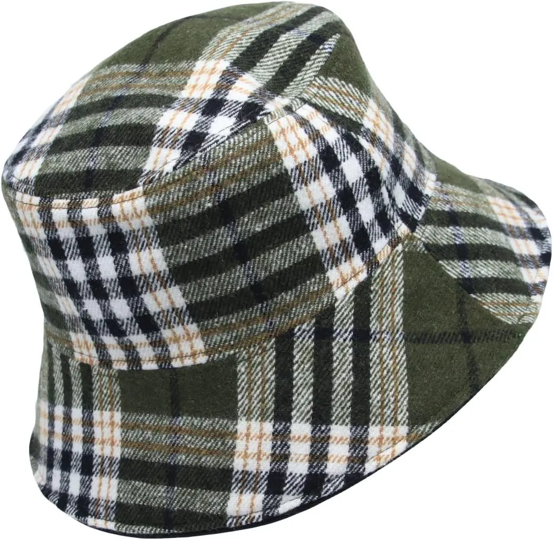 WITHMOONS Cotton Plaid Bucket Hat Reversible Winter Check Cap HMB1380