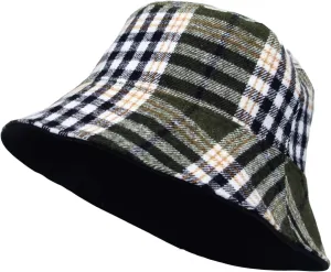 WITHMOONS Cotton Plaid Bucket Hat Reversible Winter Check Cap HMB1380