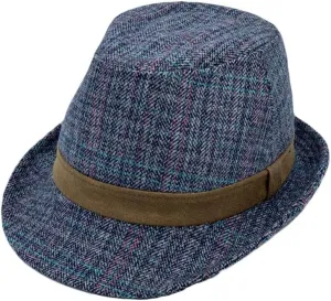 WITHMOONS Herringbone Check Pattern Fedora Hat Wool Classic Trilby Short Brim LD61540