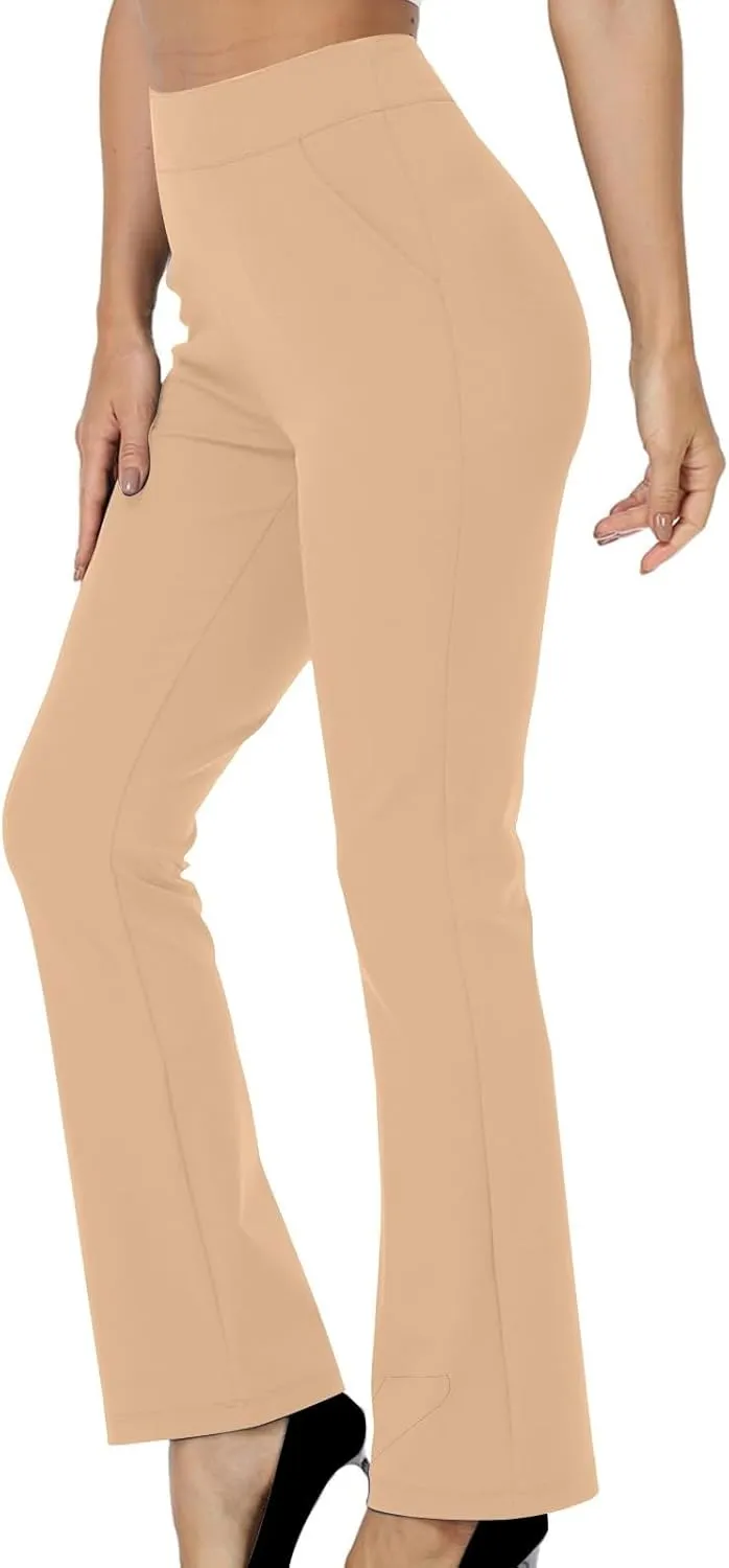 Women Dressy Flared Pants Slim Fit Work Slacks Solid High Rise Bootcut Trousers Business Office Casual Work Pant