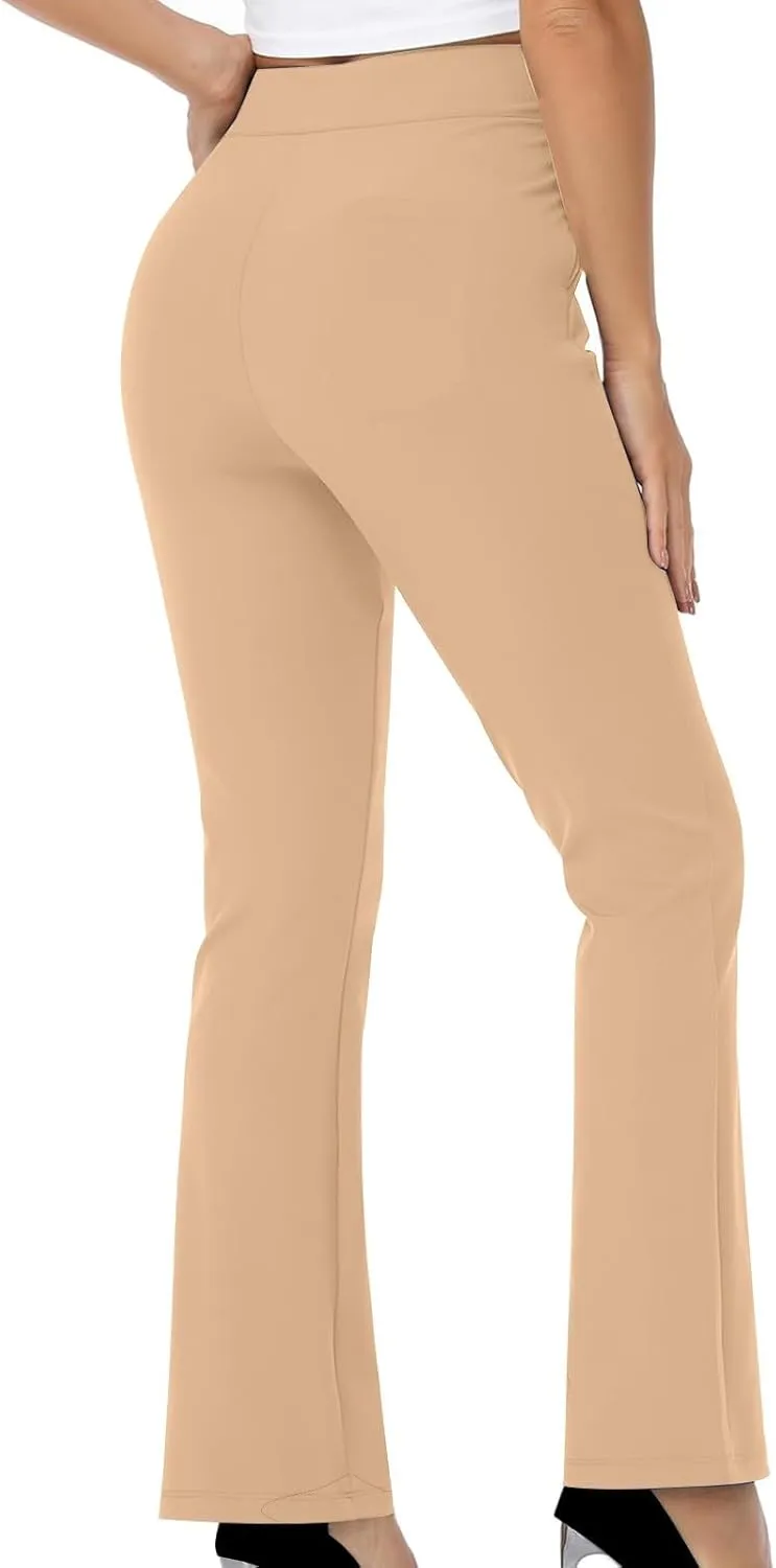 Women Dressy Flared Pants Slim Fit Work Slacks Solid High Rise Bootcut Trousers Business Office Casual Work Pant