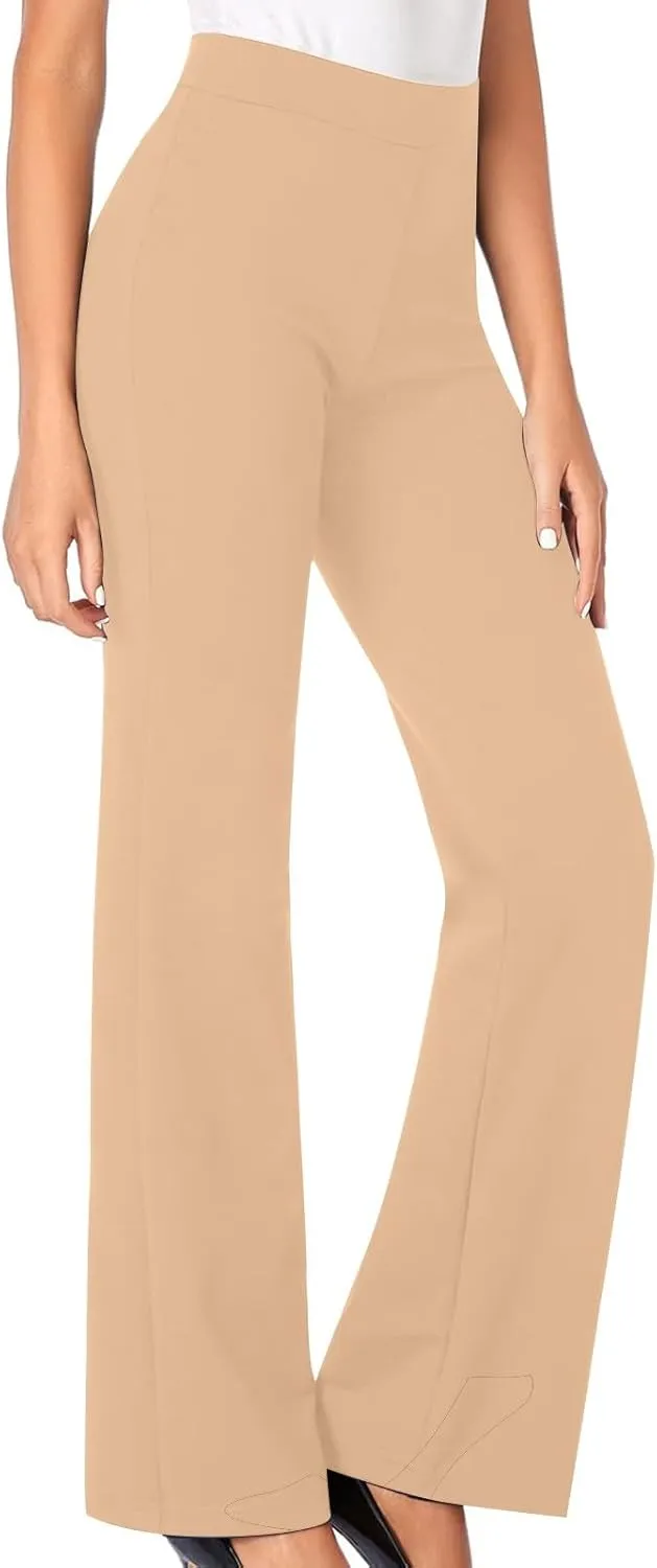 Women Dressy Flared Pants Slim Fit Work Slacks Solid High Rise Bootcut Trousers Business Office Casual Work Pant