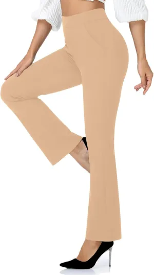 Women Dressy Flared Pants Slim Fit Work Slacks Solid High Rise Bootcut Trousers Business Office Casual Work Pant