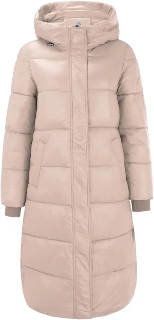 Women Puffer Jacket Cotton Clothes Solid Color Length Loose Jacket Hooded Windproof Comfortable Warm Down Cotton