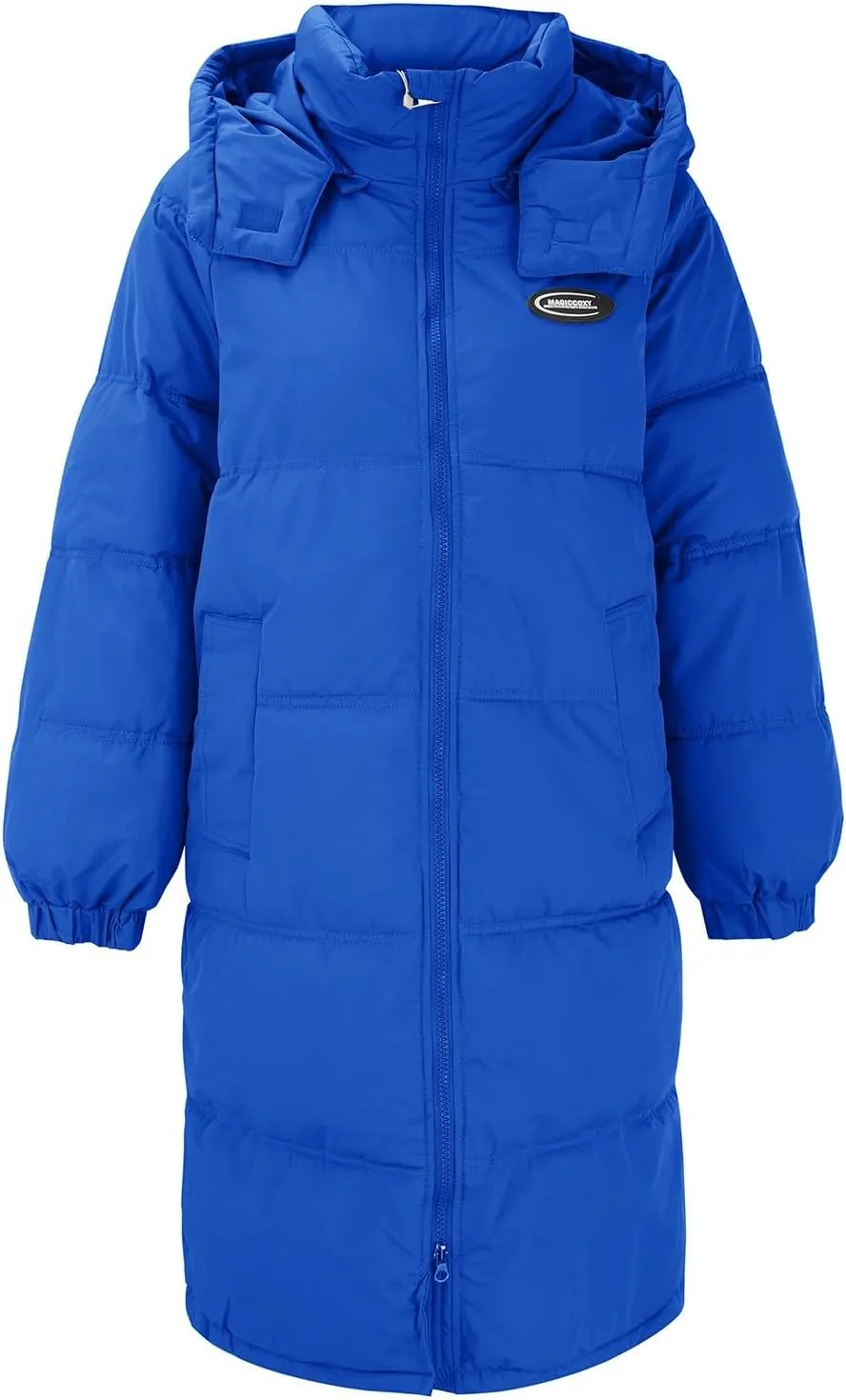 Women Puffer Jacket Cotton Clothes Solid Color Length Loose Jacket Hooded Windproof Comfortable Warm Down Cotton