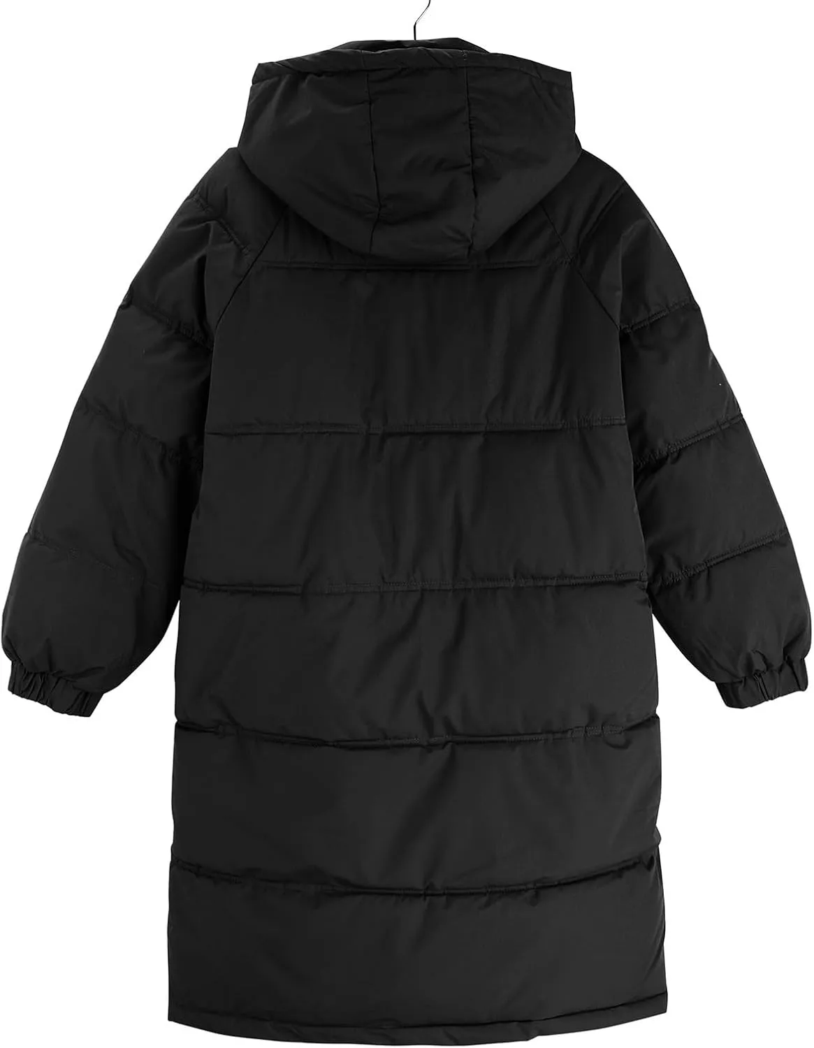 Women Puffer Jacket Cotton Clothes Solid Color Length Loose Jacket Hooded Windproof Comfortable Warm Down Cotton