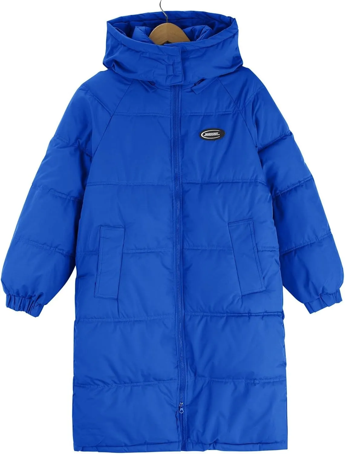 Women Puffer Jacket Cotton Clothes Solid Color Length Loose Jacket Hooded Windproof Comfortable Warm Down Cotton