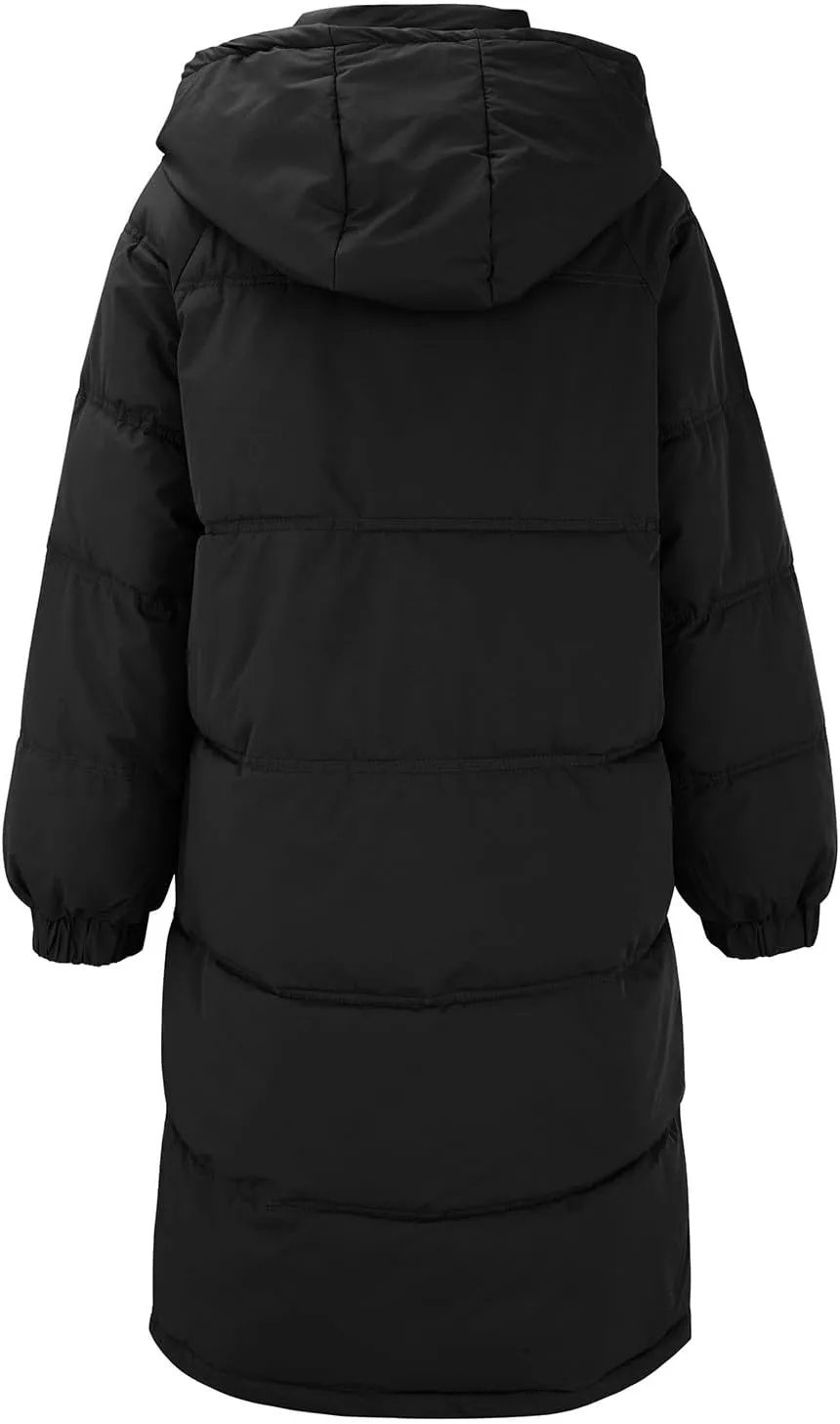 Women Puffer Jacket Cotton Clothes Solid Color Length Loose Jacket Hooded Windproof Comfortable Warm Down Cotton