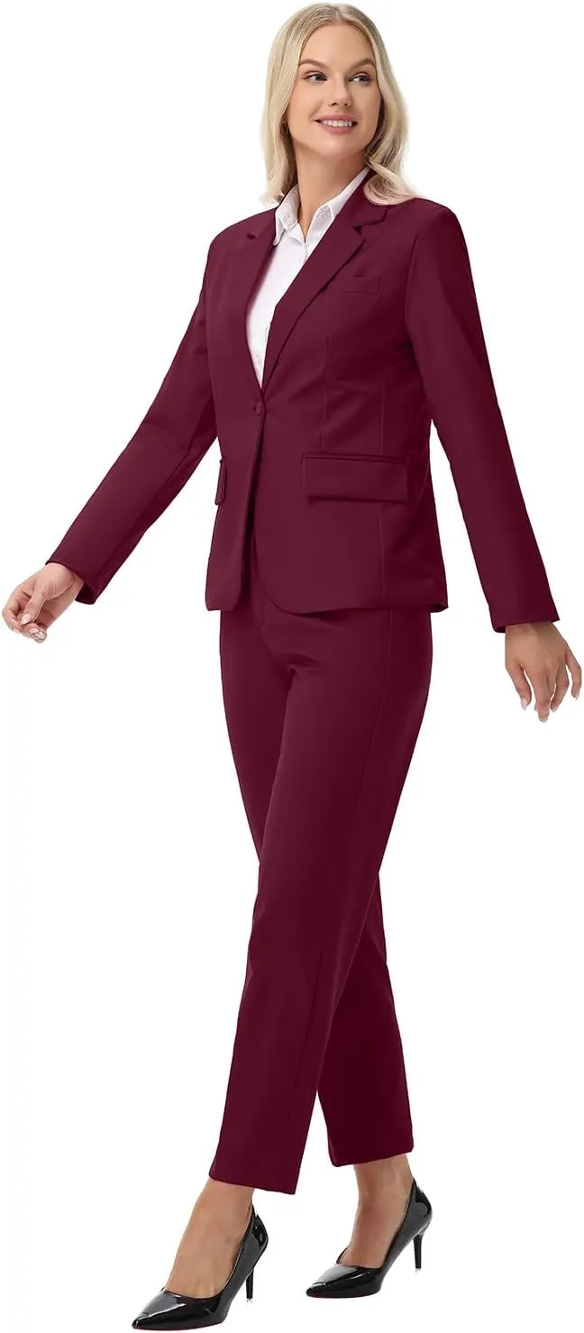 Women Suits 2 Piece Pants Suits for Women Dressy Business Work Professional Slim Fit Suit