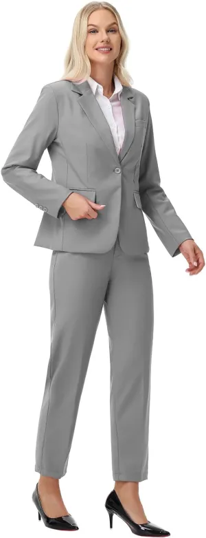 Women Suits 2 Piece Pants Suits for Women Dressy Business Work Professional Slim Fit Suit