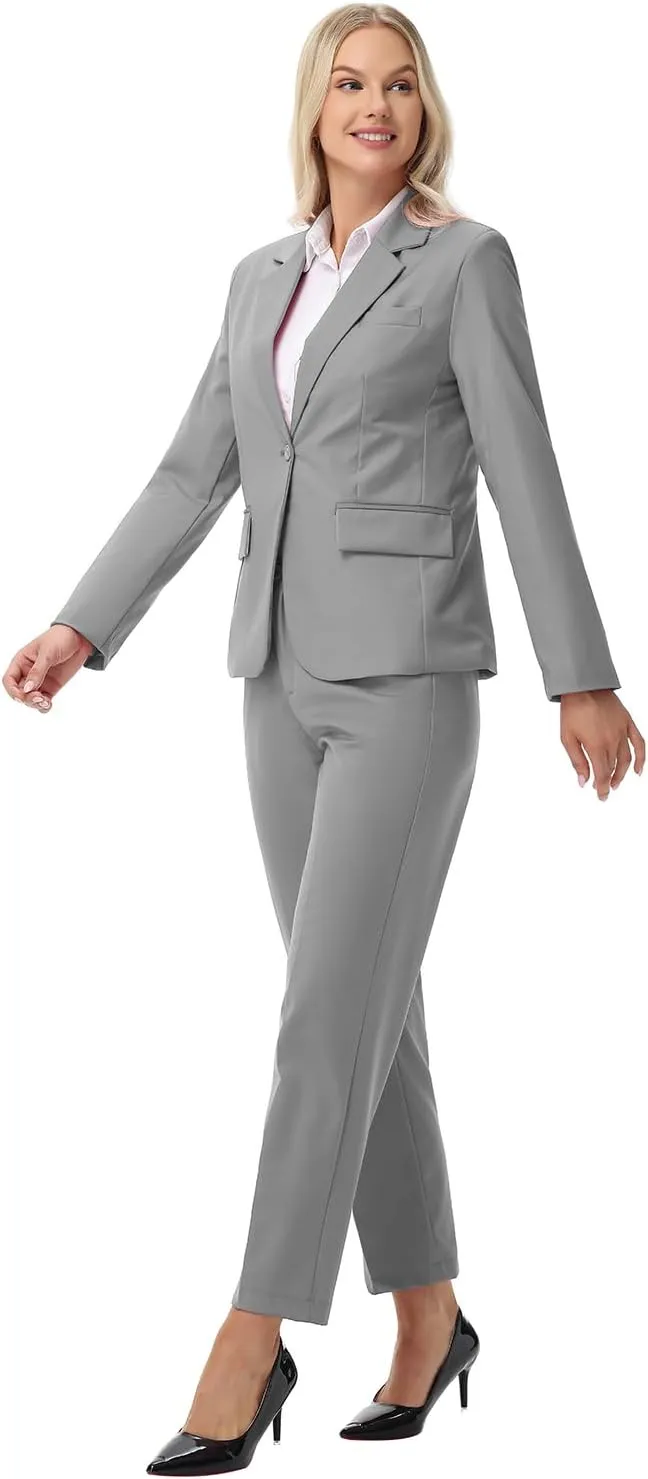 Women Suits 2 Piece Pants Suits for Women Dressy Business Work Professional Slim Fit Suit