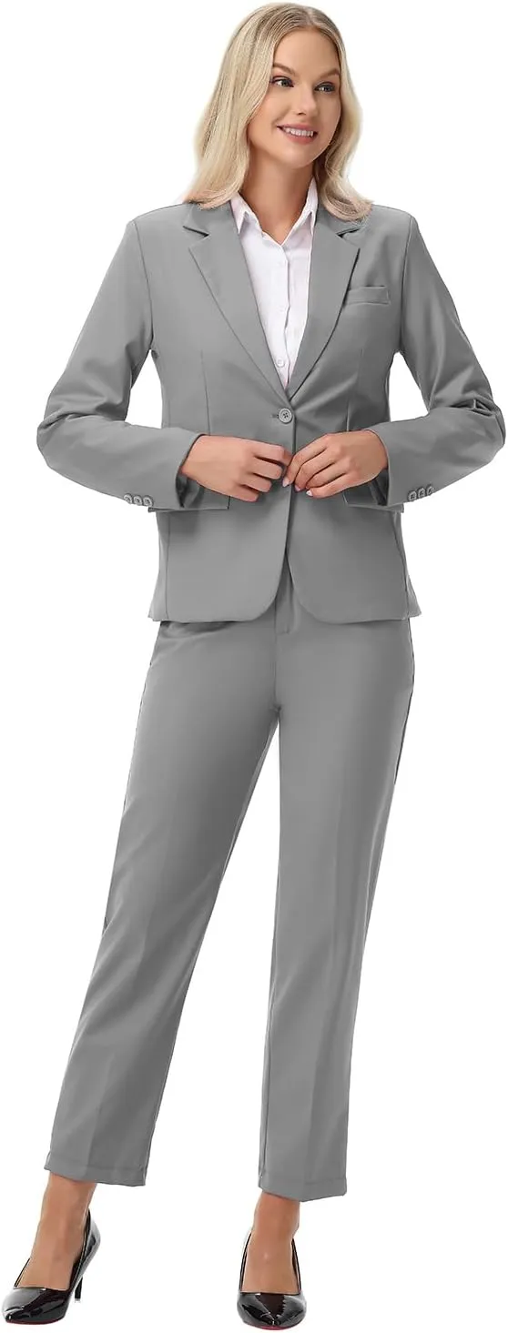Women Suits 2 Piece Pants Suits for Women Dressy Business Work Professional Slim Fit Suit