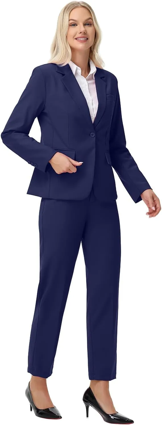 Women Suits 2 Piece Pants Suits for Women Dressy Business Work Professional Slim Fit Suit