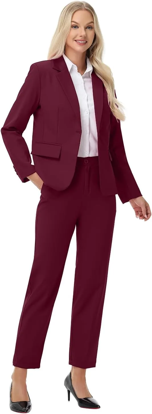 Women Suits 2 Piece Pants Suits for Women Dressy Business Work Professional Slim Fit Suit