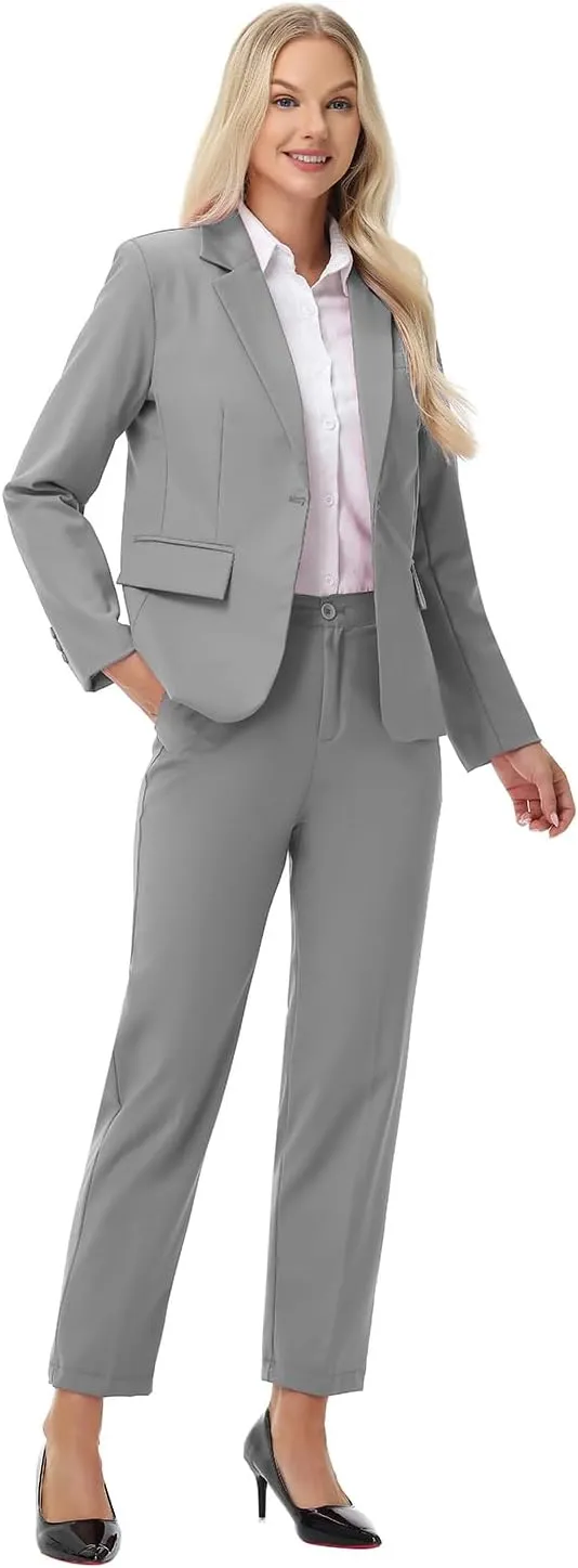Women Suits 2 Piece Pants Suits for Women Dressy Business Work Professional Slim Fit Suit