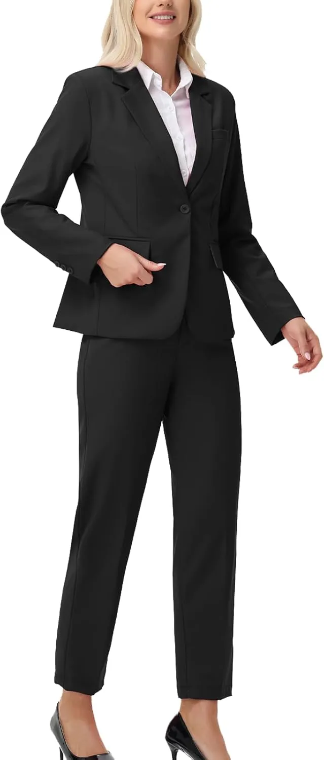 Women Suits 2 Piece Pants Suits for Women Dressy Business Work Professional Slim Fit Suit