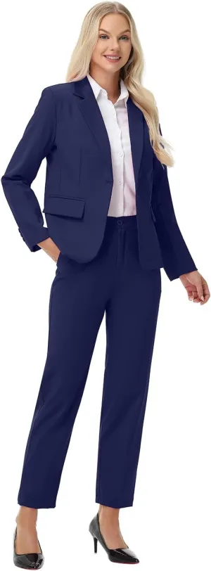 Women Suits 2 Piece Pants Suits for Women Dressy Business Work Professional Slim Fit Suit
