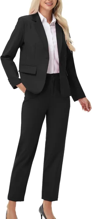Women Suits 2 Piece Pants Suits for Women Dressy Business Work Professional Slim Fit Suit