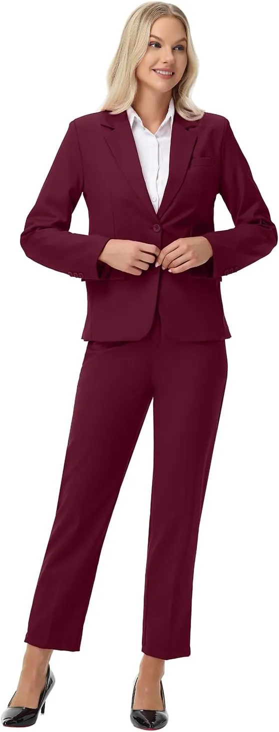 Women Suits 2 Piece Pants Suits for Women Dressy Business Work Professional Slim Fit Suit