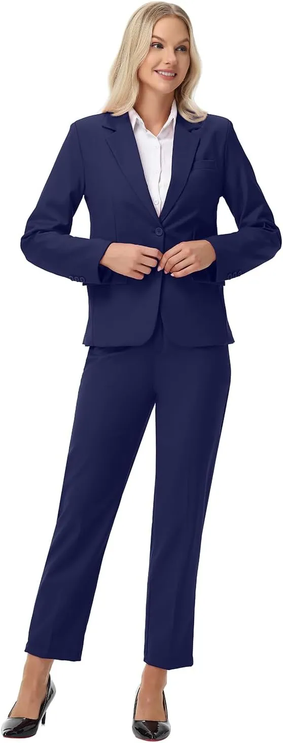 Women Suits 2 Piece Pants Suits for Women Dressy Business Work Professional Slim Fit Suit