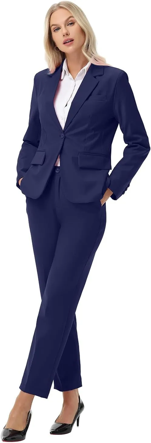 Women Suits 2 Piece Pants Suits for Women Dressy Business Work Professional Slim Fit Suit