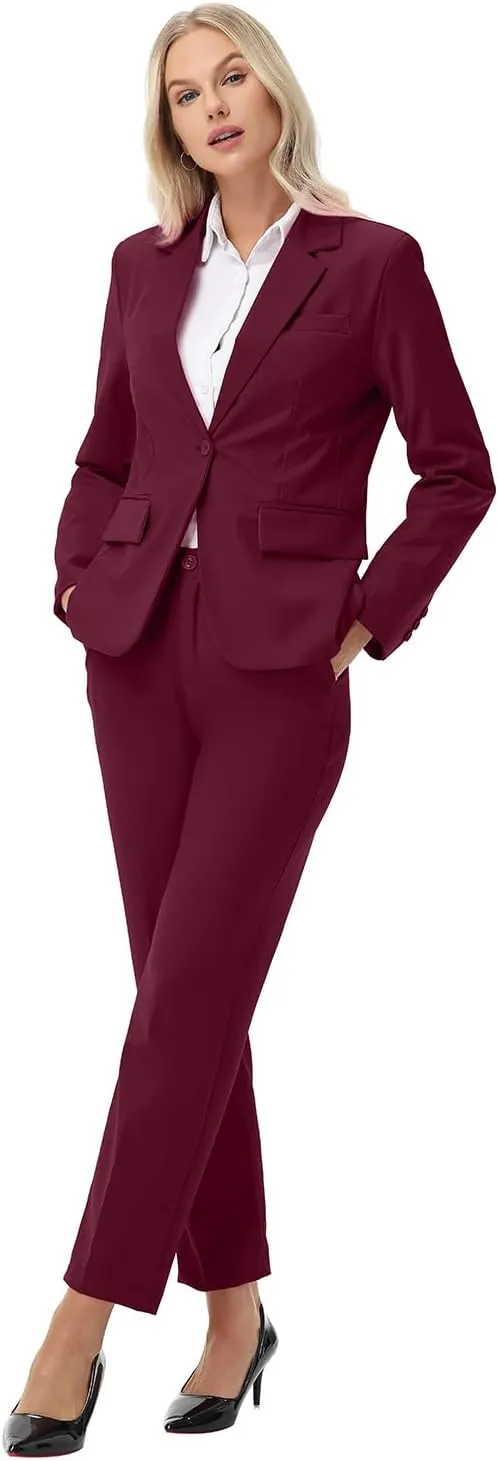 Women Suits 2 Piece Pants Suits for Women Dressy Business Work Professional Slim Fit Suit
