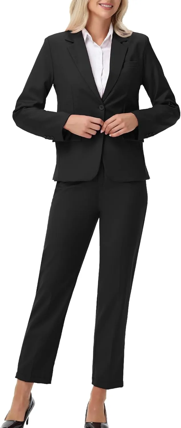 Women Suits 2 Piece Pants Suits for Women Dressy Business Work Professional Slim Fit Suit