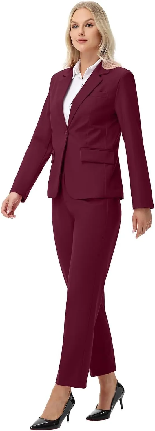 Women Suits 2 Piece Pants Suits for Women Dressy Business Work Professional Slim Fit Suit