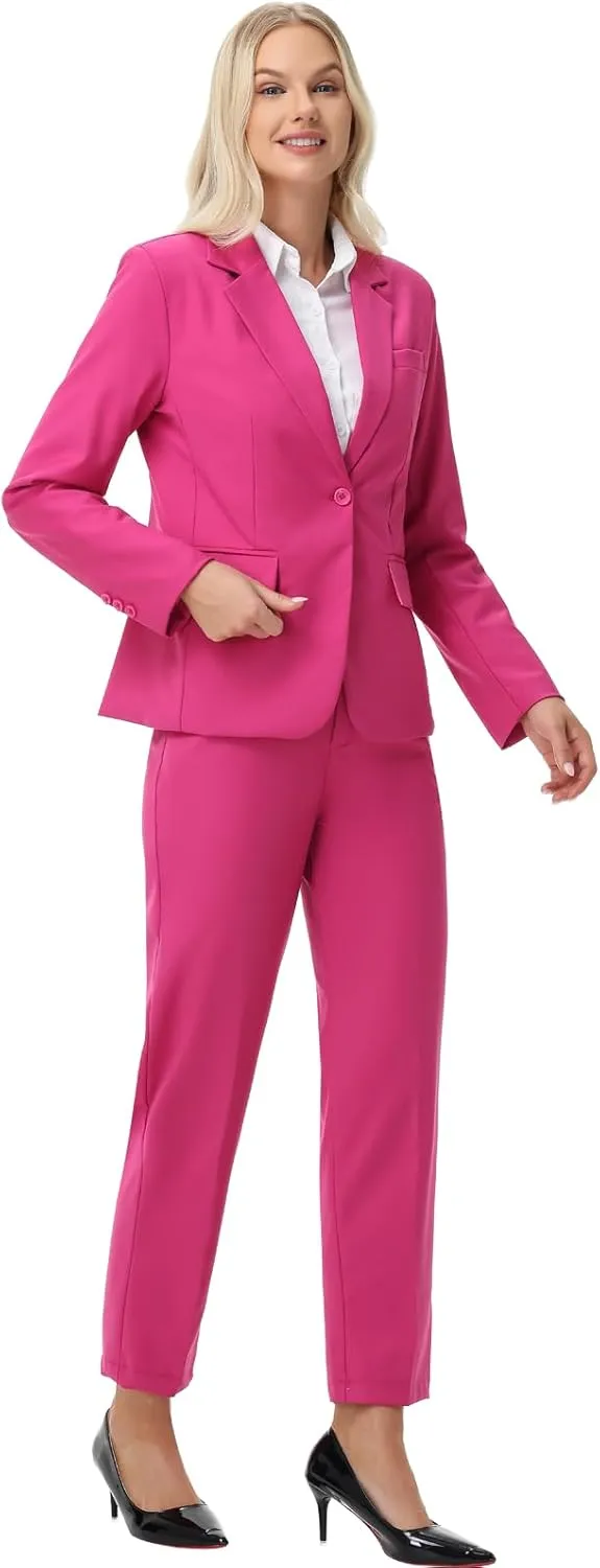 Women Suits 2 Piece Pants Suits for Women Dressy Business Work Professional Slim Fit Suit