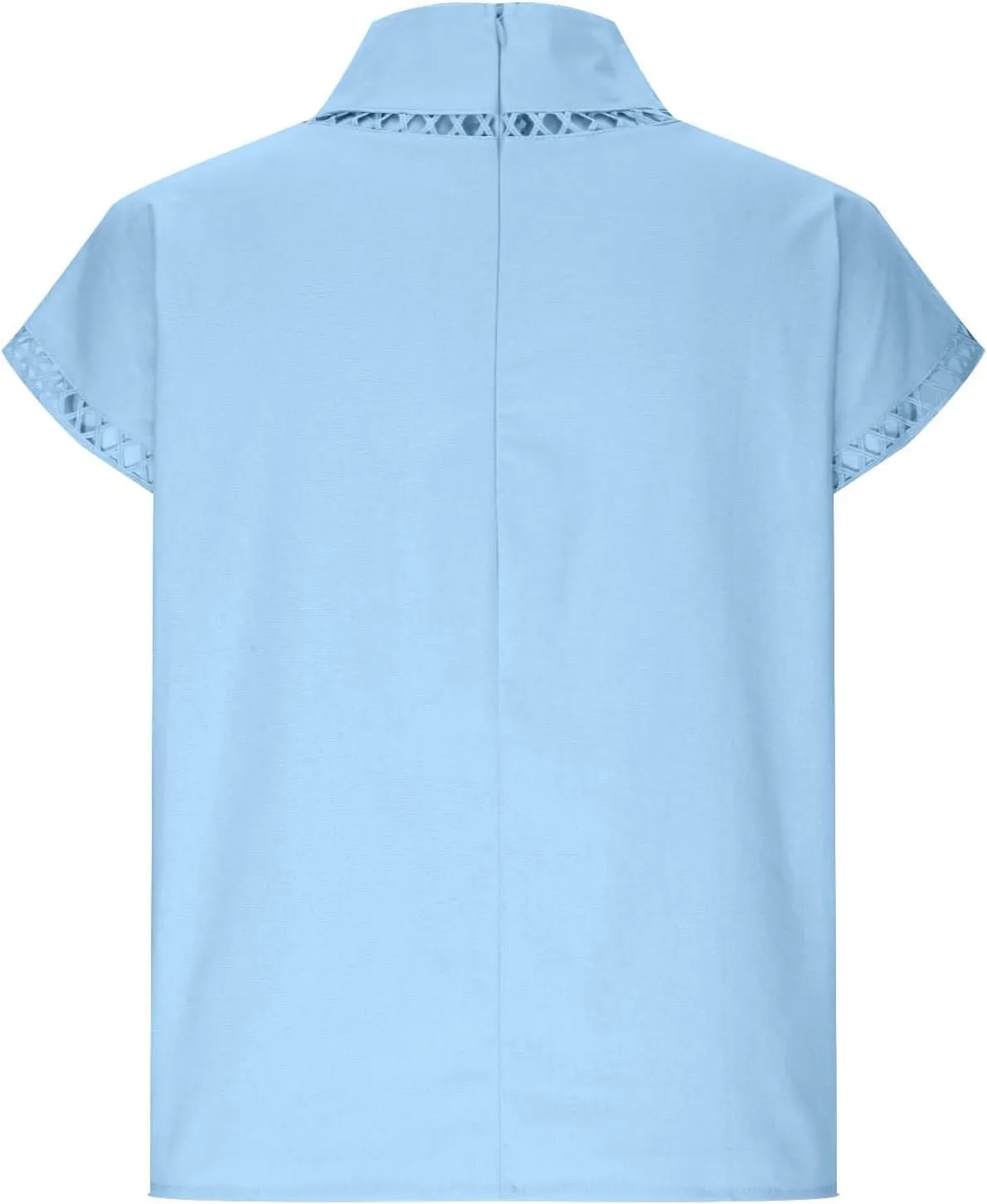Women Summer Cotton Linen Tops 2025 Casual Loose Eyelet Cap Sleeve T Shirt Trendy Oversized Mock Neck Blouses Tees
