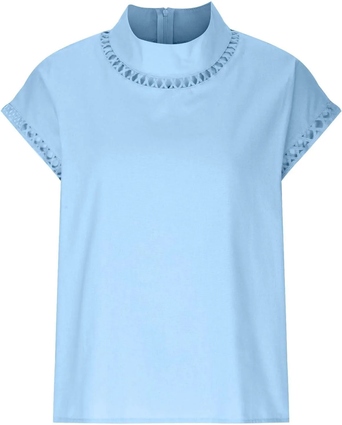 Women Summer Cotton Linen Tops 2025 Casual Loose Eyelet Cap Sleeve T Shirt Trendy Oversized Mock Neck Blouses Tees