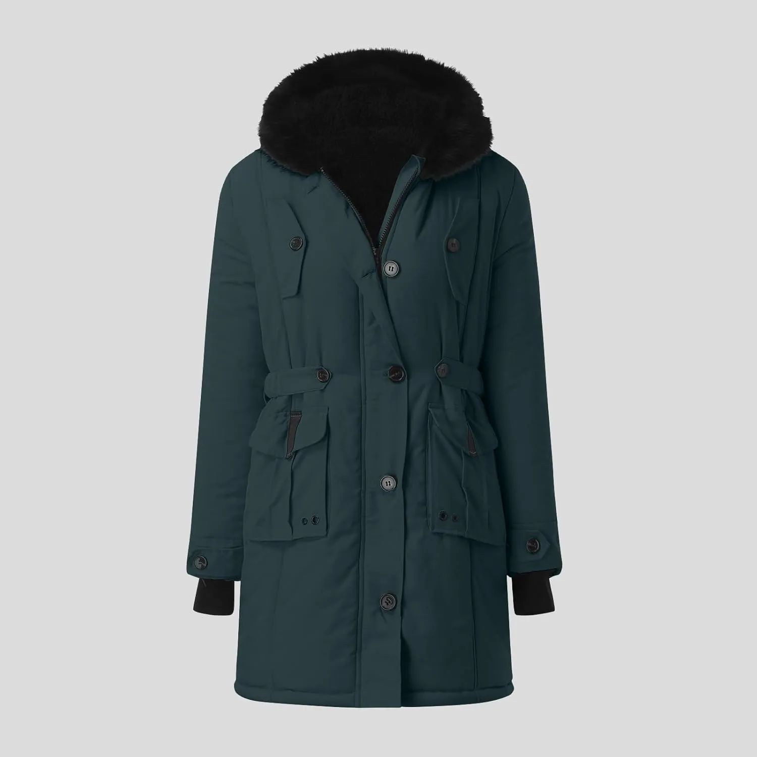 Women Thicken Quilted Coats 2024 Winter Warm Fleece Jackets Loose Fit Long Sleeve Overcoat with Pocket Daily Outwear
