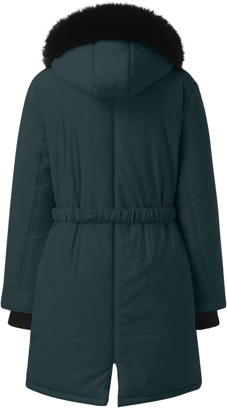 Women Thicken Quilted Coats 2024 Winter Warm Fleece Jackets Loose Fit Long Sleeve Overcoat with Pocket Daily Outwear