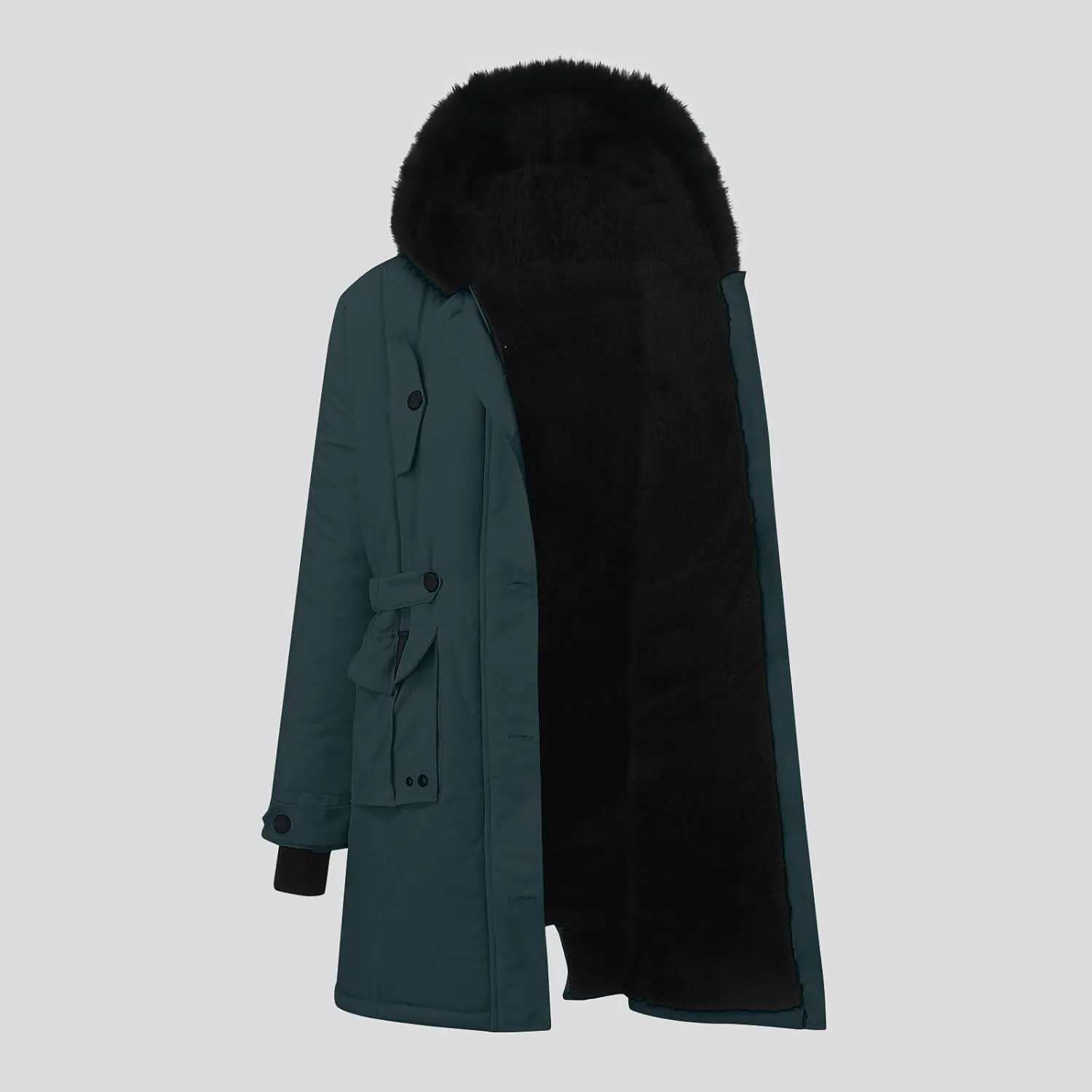 Women Thicken Quilted Coats 2024 Winter Warm Fleece Jackets Loose Fit Long Sleeve Overcoat with Pocket Daily Outwear